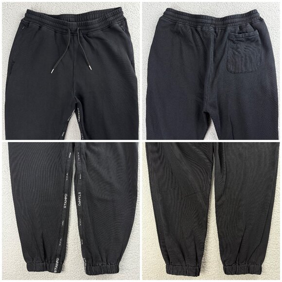 STAMPD Joggers Men Medium M Pant Black Zipper Pockets Sweatpants Fleece Casual 1 - Picture 8 of 10